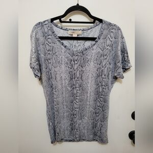 MICHAEL Michael Kors Blue & Gray Snake Print Short Sleeve Top - Size L